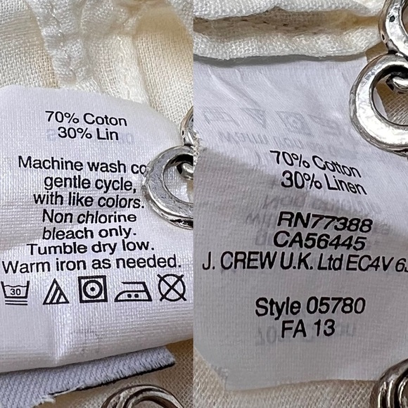 J Crew Ivory Linen Blend Embroidered 3/4 Sleeve Tunic Top Size XL Coastal Boho - Picture 11 of 16